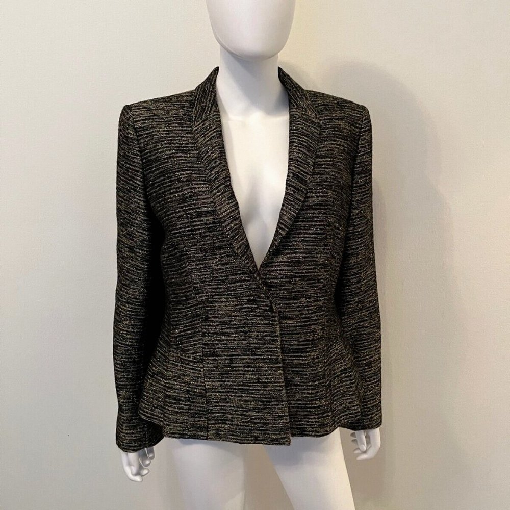 Lafayette 148 New York Metallic Mesh Tweed One-Button Blazer